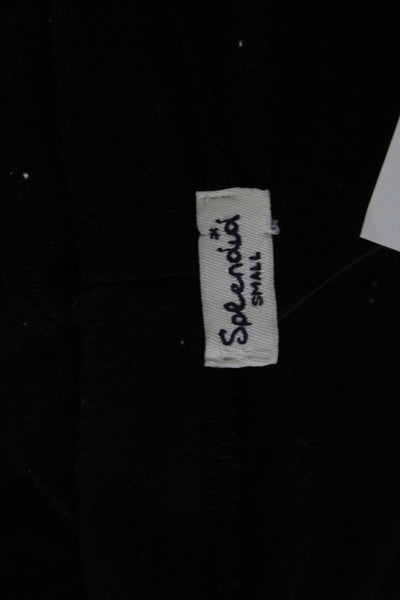 Splendid Womens Cardigan Black V Neck 3/4 Sleeve Button Size S