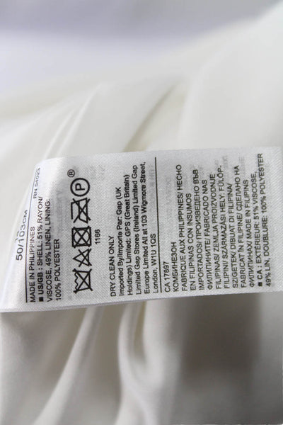 Banana Republic Womens White Scoop Neck Sleeveless Jumpsuit Rayon Linen Size 14