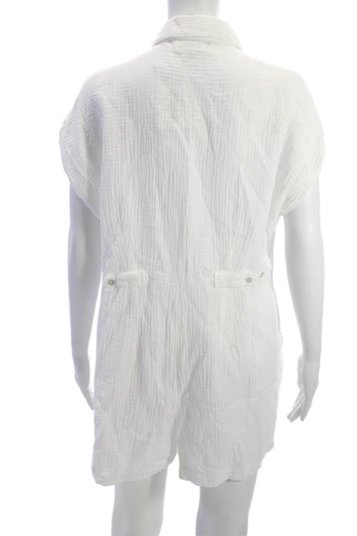 L Space Womens Jumpsuit Romper White Collared Sleeveless Cotton Size L