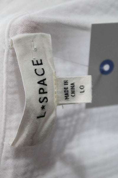 L Space Womens Jumpsuit Romper White Collared Sleeveless Cotton Size L