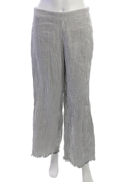 Nic + Zoe Womens Cropped Striped White Cotton Rayon Pants Size 4