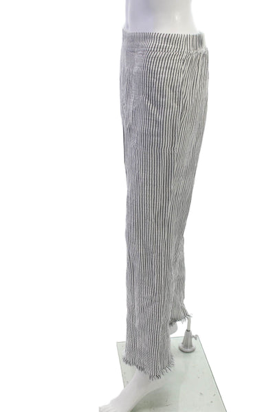 Nic + Zoe Womens Cropped Striped White Cotton Rayon Pants Size 4