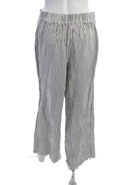 Nic + Zoe Womens Cropped Striped White Cotton Rayon Pants Size 4
