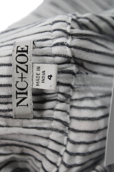 Nic + Zoe Womens Cropped Striped White Cotton Rayon Pants Size 4