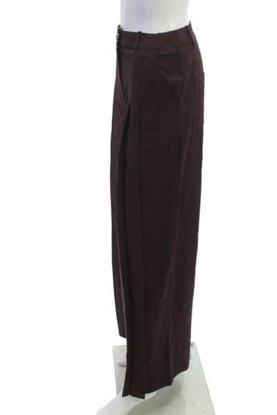Commense Women Dress Pants Brown Button Polyester Blend Classic Size XS