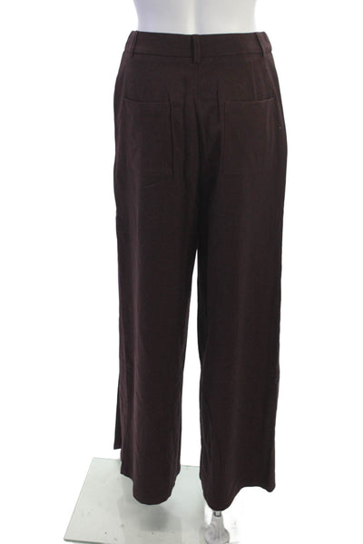 Commense Women Dress Pants Brown Button Polyester Blend Classic Size XS
