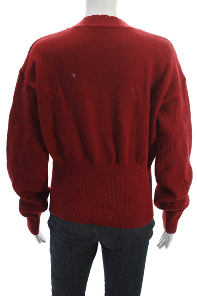 Commense Women Cardigan Red V Neck Button Long Sleeve Acrylic Blend Size XS