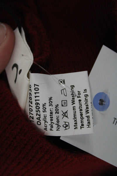 Commense Women Cardigan Red V Neck Button Long Sleeve Acrylic Blend Size XS