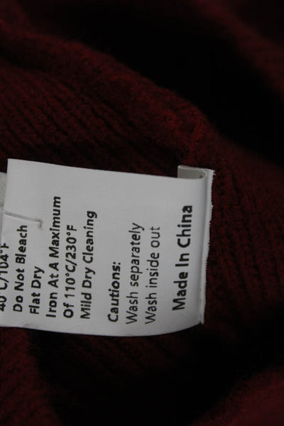 Commense Women Cardigan Red V Neck Button Long Sleeve Acrylic Blend Size XS