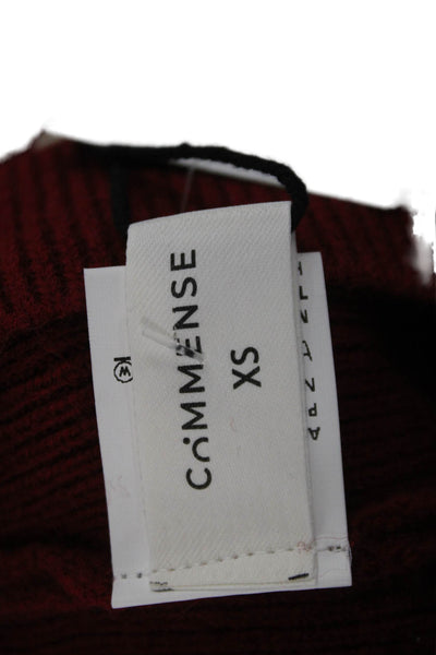Commense Women Cardigan Red V Neck Button Long Sleeve Acrylic Blend Size XS
