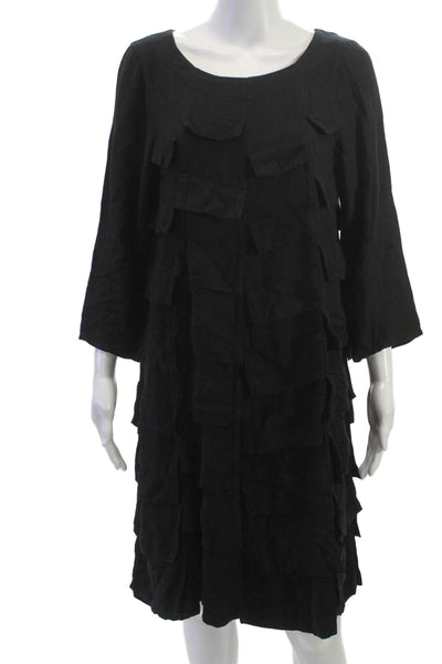Bitte Kai Rand Womens Black Shift Dress 3/4 Sleeve Knee Length Size S