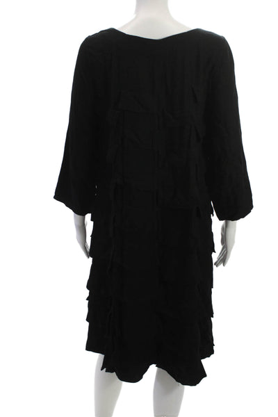 Bitte Kai Rand Womens Black Shift Dress 3/4 Sleeve Knee Length Size S