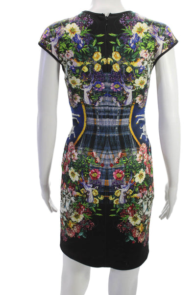 Clover Canyon Women Bodycon Sheath Floral Dress Black Size XS