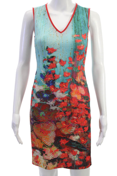Clover Canyon Women Sheath Tank Dress Light Blue V Neck Sleeveless Size XS