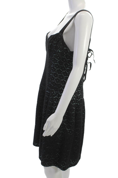 Nanette Lepore Womens Fit Flare Sundress Black Lace Up Sleeveless Short Size 10