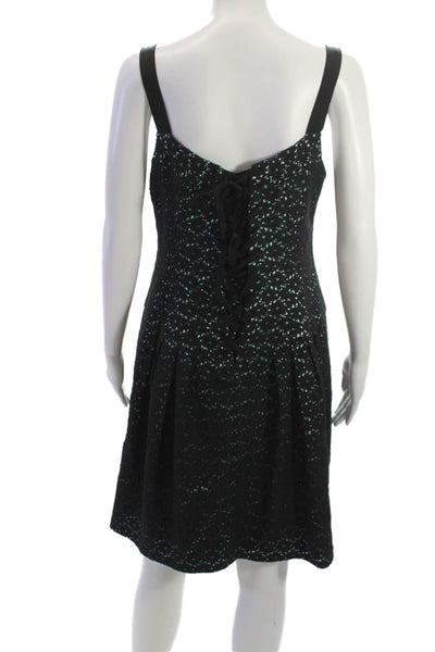 Nanette Lepore Womens Fit Flare Sundress Black Lace Up Sleeveless Short Size 10