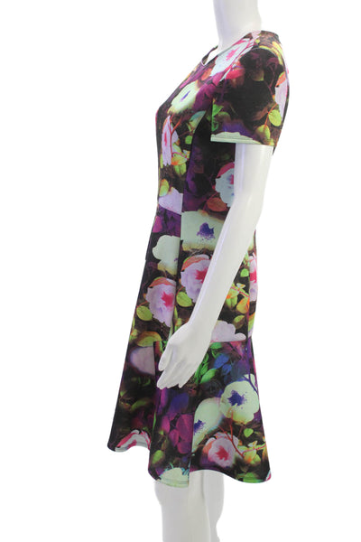 Betsey Johnson Womens A-Line Fit & Flare Floral Knee Length Dress Black Size 8