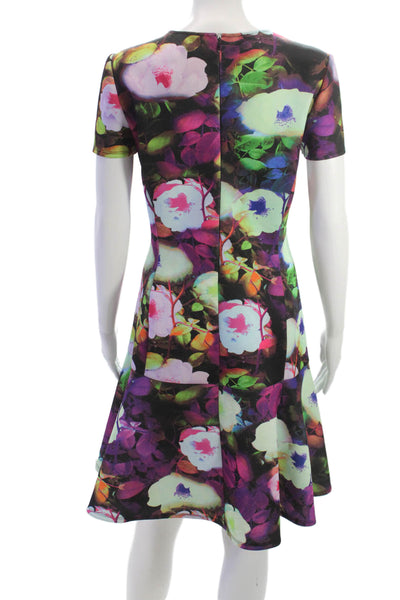 Betsey Johnson Womens A-Line Fit & Flare Floral Knee Length Dress Black Size 8