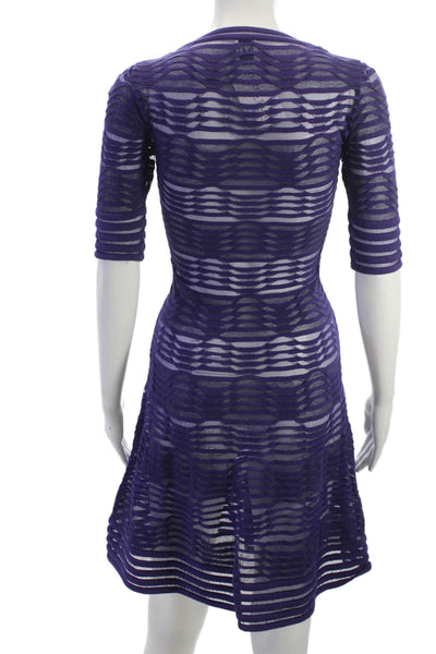 M Missoni Womens Purple Striped Fit & Flare Short Dress Polyester Size 38