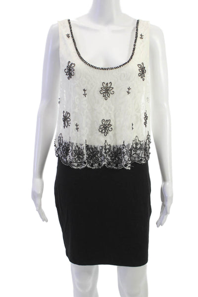 Lipsy Womens Blouson Pencil Dress Black Floral Sleeveless Round Neck Size 8
