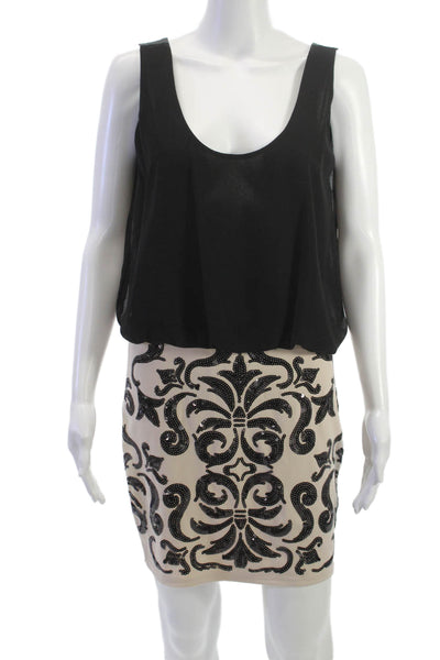 Lipsy Womens Black Blouson Bodycon Dress Sleeveless Round Neck Size 8