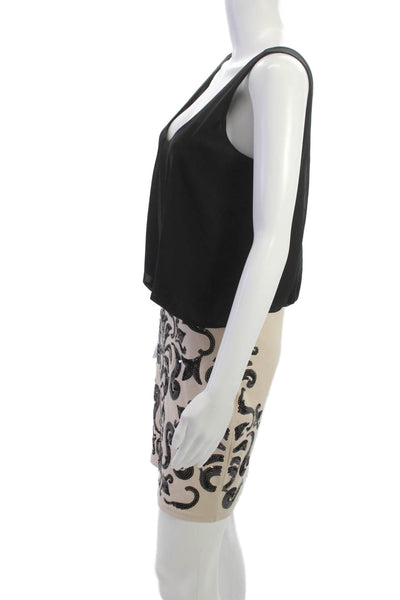 Lipsy Womens Black Blouson Bodycon Dress Sleeveless Round Neck Size 8