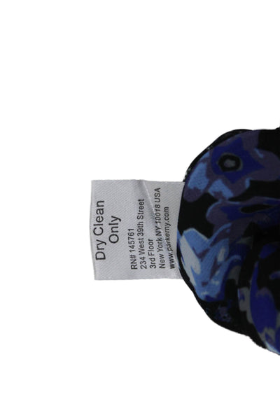 Parker Women Black Floral Blouson Mini Dress Short Sleeve Polyester Size S