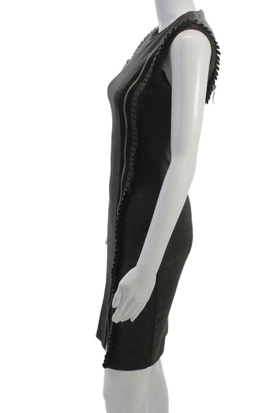 SportStaff Womens Bodycon Sheath Dress Dark Gray Sleeveless Crewneck Zip Size 4