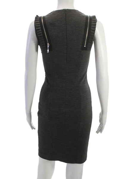 SportStaff Womens Bodycon Sheath Dress Dark Gray Sleeveless Crewneck Zip Size 4