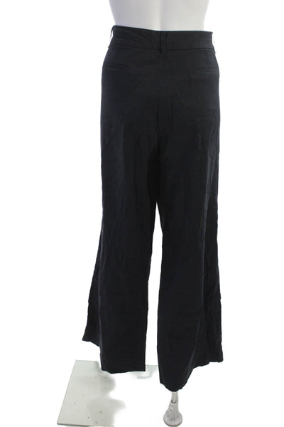 Elie Tahari Women Dress Pants Black Linen Blend Button Inseam 30 Size S
