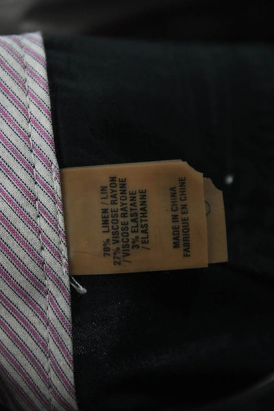 Elie Tahari Women Dress Pants Black Linen Blend Button Inseam 30 Size S