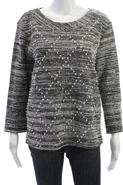 Karl Lagerfeld Womens Argyle Pullover Long Sleeve Black Size L