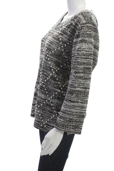 Karl Lagerfeld Womens Argyle Pullover Long Sleeve Black Size L