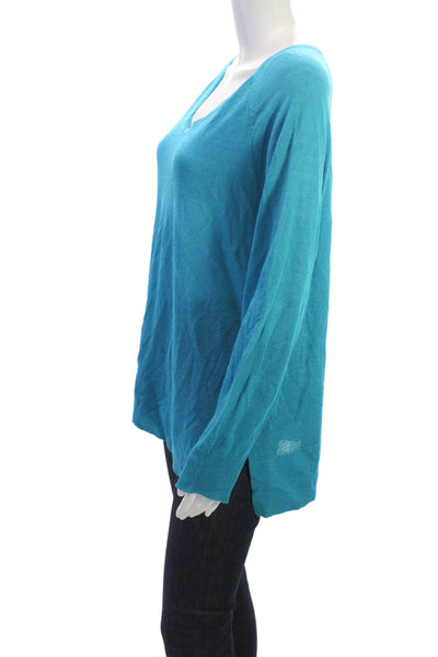 Lauren Ralph Lauren Women Pullover Sweater V-Neck Linen Viscose Blue Size XL