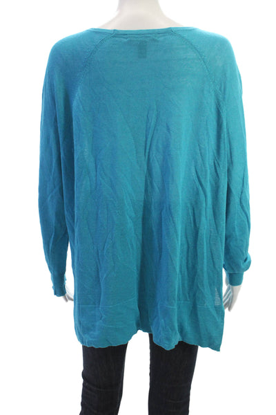 Lauren Ralph Lauren Women Pullover Sweater V-Neck Linen Viscose Blue Size XL