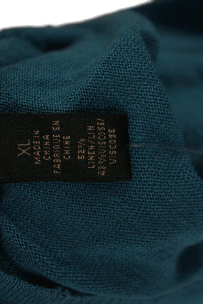 Lauren Ralph Lauren Women Pullover Sweater V-Neck Linen Viscose Blue Size XL