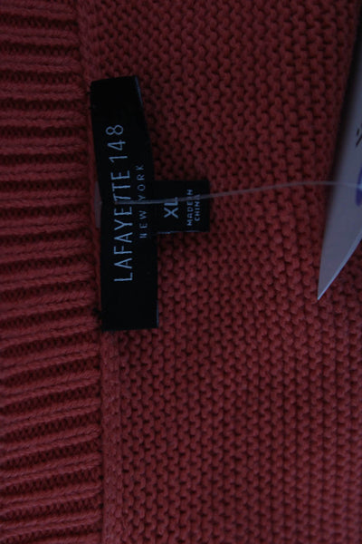 Lafayette 148 New York Unisex Pullover Red Linen Viscose Round Neck Size XL