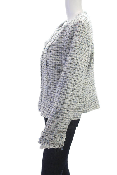 Karl Lagerfeld Women Gray Zip Blazer Crew Neck Long Sleeve Size 14