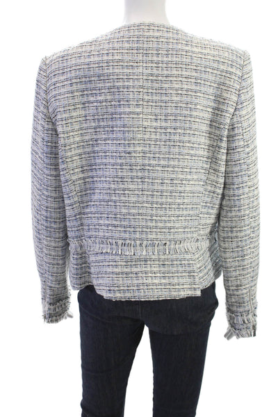 Karl Lagerfeld Women Gray Zip Blazer Crew Neck Long Sleeve Size 14