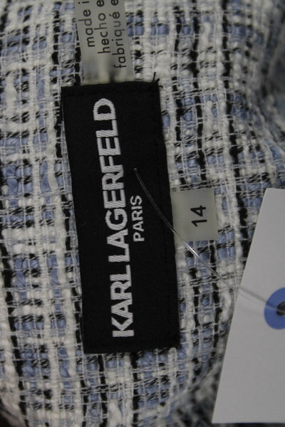 Karl Lagerfeld Women Gray Zip Blazer Crew Neck Long Sleeve Size 14