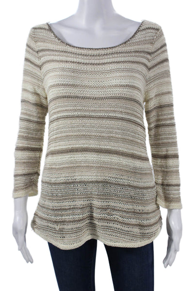 Lauren Ralph Lauren Womens Pullover Sweater Beige 3/4 Sleeve Size L