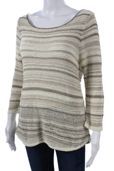 Lauren Ralph Lauren Womens Pullover Sweater Beige 3/4 Sleeve Size L