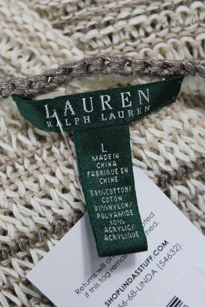 Lauren Ralph Lauren Womens Pullover Sweater Beige 3/4 Sleeve Size L