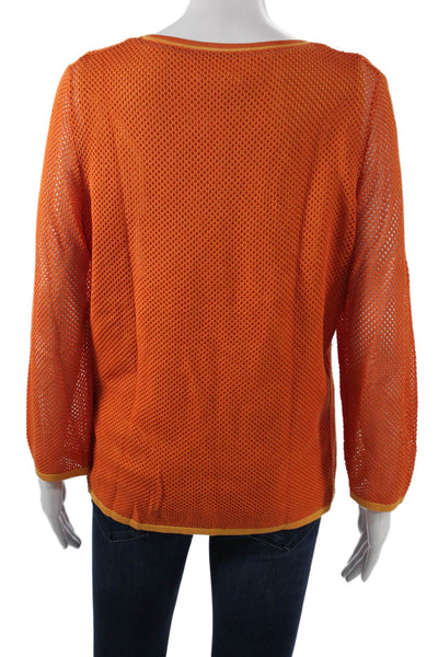 Neiman Marcus Women Orange V Neck 3/4 Sleeve Rayon Spandex Top Beach Size XL
