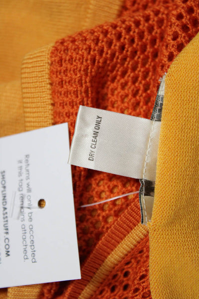 Neiman Marcus Women Orange V Neck 3/4 Sleeve Rayon Spandex Top Beach Size XL