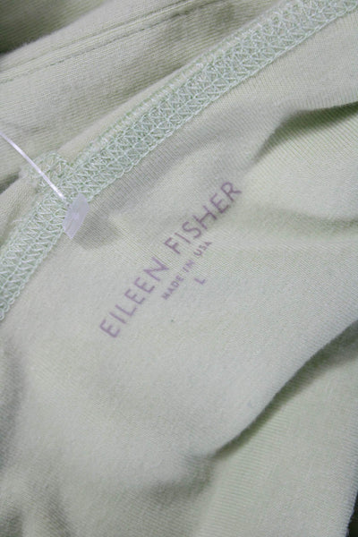 Eileen Fisher Women Green Henley Hoodie 90% Organic Cotton Long Sleeve Size L
