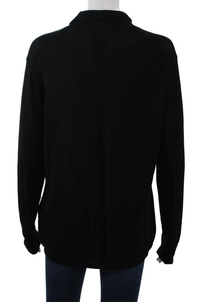 L.K. Bennett Unisex Black Merino Wool Mock Neck Pullover Long Sleeve Size XL
