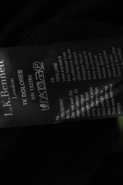 L.K. Bennett Unisex Black Merino Wool Mock Neck Pullover Long Sleeve Size XL