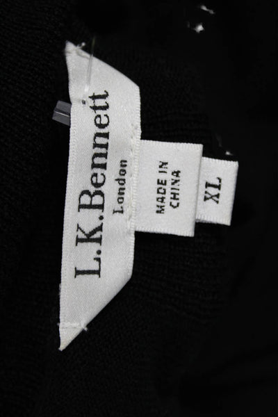 L.K. Bennett Unisex Black Merino Wool Mock Neck Pullover Long Sleeve Size XL