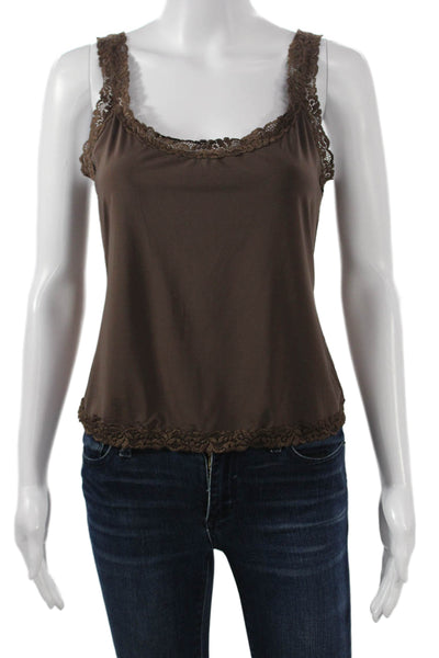 Natori Women Camisole Brown Square Neck Nylon Sleeveless Size L
